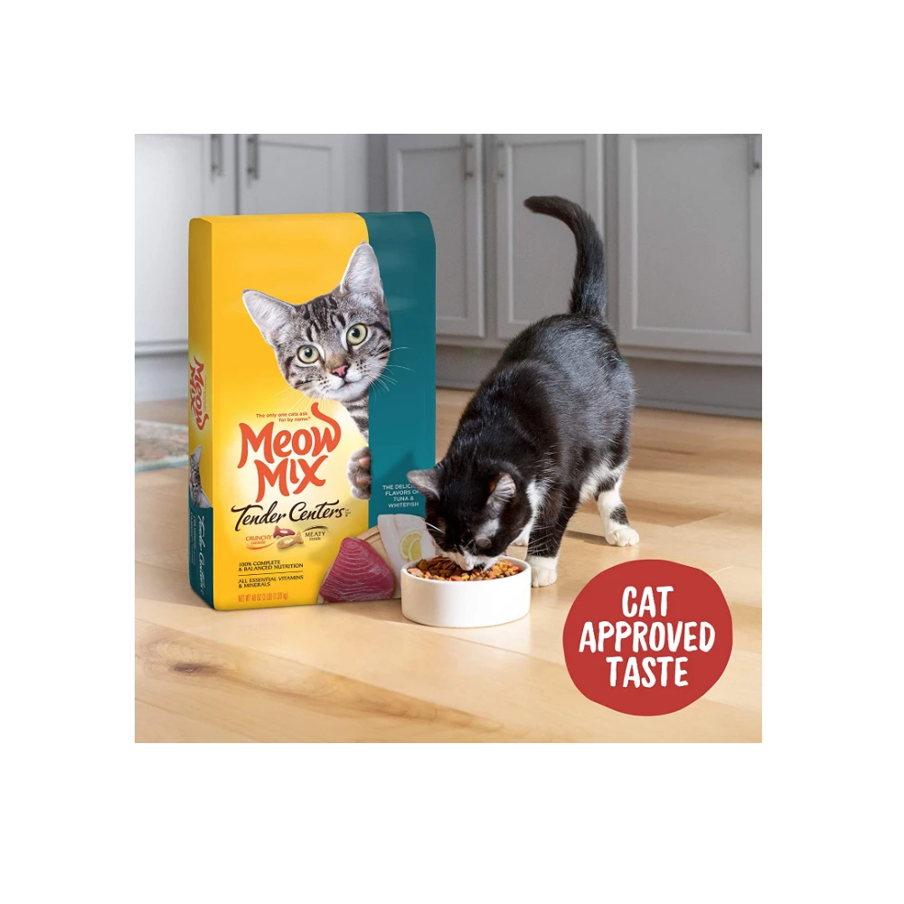 Meow Mix Tender Centers, Tuna & Whitefish Dry Cat Food, 3 lb. Bag 5 Meow Mix Tender Centers, Tuna & Whitefish Dry Cat Food, 3 lb. Bag - Image 3