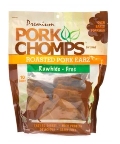 Pork Chomps Pork Earz Rawhide Free Dog Treat, Roasted, 10 Count Bag - Dog Treats