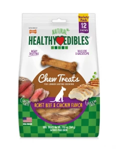 Nylabone Healthy Edibles Longer Lasting Variety Pack Regular, 12 Count Pack - NE802MVP12P - Dog Treats