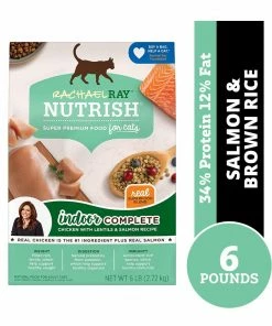 Rachael Ray Nutrish Super Premium Indoor Complete Chicken with Lentils & Salmon Dry Cat Food, 6 lb. Bag