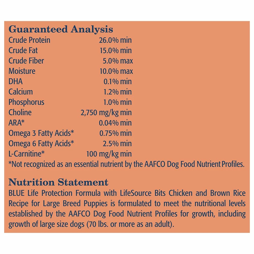 Blue Buffalo Life Protection Formula Large Breed Puppy Chicken & Brown Rice Recipe Dry Dog Food, 30 lb. Bag 5 Blue Buffalo Life Protection Formula Large Breed Puppy Chicken & Brown Rice Recipe Dry Dog Food, 30 lb. Bag - Image 3