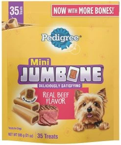 Pedigree® Mini Jumbone Small Dog Treats Real Beef Flavor, 21 oz. Pack (35 Treats) - Dogs