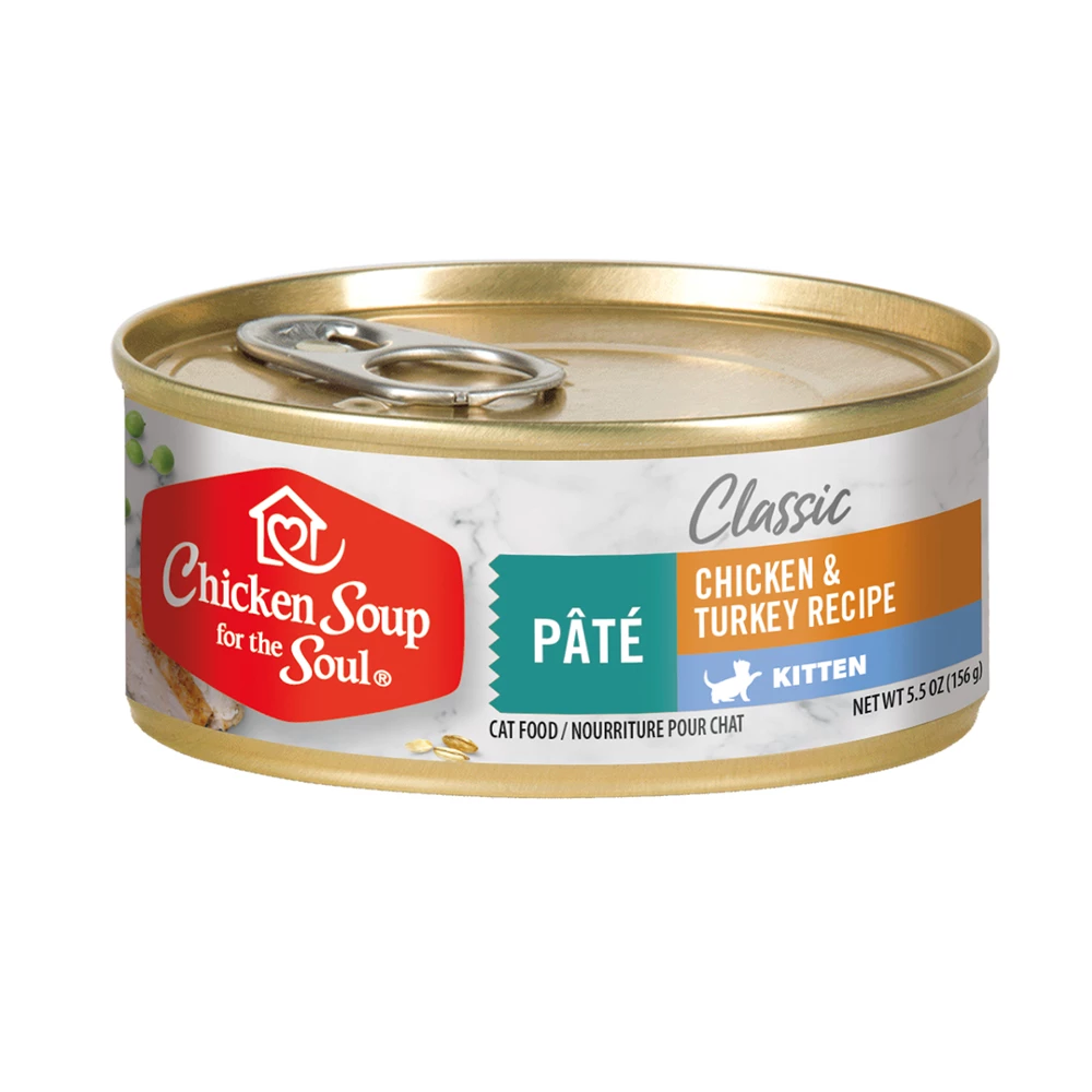 Chicken Soup for the Soul Kitten - Chicken & Turkey Pate Canned Wet Kitten Food, 5.5 oz. Can - Wet Cat Food 3 Chicken Soup for the Soul Kitten - Chicken & Turkey Pate Canned Wet Kitten Food, 5.5 oz. Can - Wet Cat Food