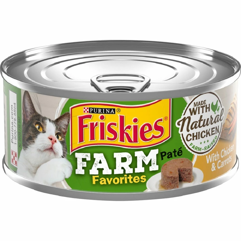 Purina Friskies Natural Pate Wet Cat Food Farm Favorites with Chicken and Carrots 5.5 oz. Cans 3 Purina Friskies Natural Pate Wet Cat Food Farm Favorites with Chicken and Carrots 5.5 oz. Cans