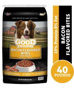Good Friends Bacon Flavored Bites Recipe Dry Dog Food, 40 lb. Bag
