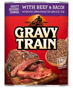 Gravy Train Ground Beef with Bacon Canned Dog Food, 13.2 oz. Can - Wet Dog Food