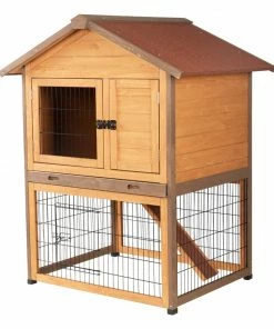 Various Brands Pet Rabbit Hutch with Peaked Roof, Medium - RHW3005010R1 - Rabbit Starter Kits