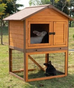 Various Brands Pet Rabbit Hutch with Peaked Roof, Medium - RHW3005010R1 - Rabbit Starter Kits -Pets & Wildlife Sales Store 21772ac8204fe8aecd0598087a69bb17c87a38d3 34510002 3