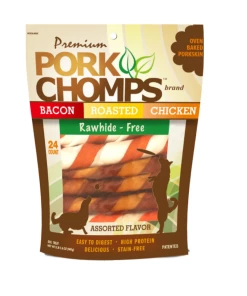 Pork Chomps Assorted Flavors Twistz Dog Treats, 24 Count Bag - Dogs