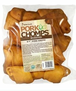 Pork Chomps Roasted Knots 6" Boone Dog Chews, 6 Count Bag - Dog Treats