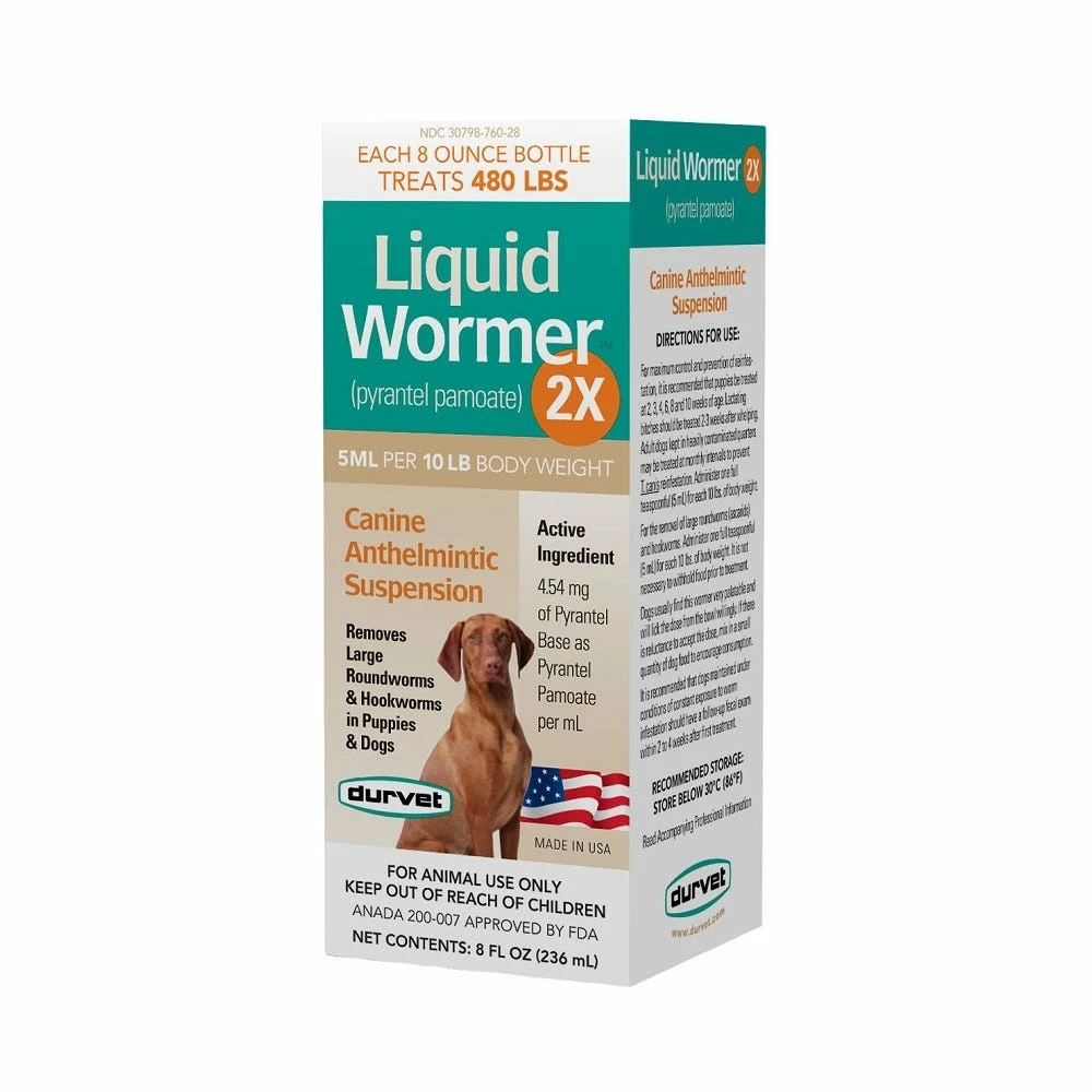 Durvet Liquid Dog Wormer 2X 8 oz - Parasite Treatments 3 Durvet Liquid Dog Wormer 2X 8 oz - Parasite Treatments