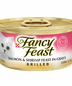 Purina Fancy Feast Grilled Salmon & Shrimp Feast in Gravy Gourmet Cat Food, 3 oz. Can - Wet Cat Food