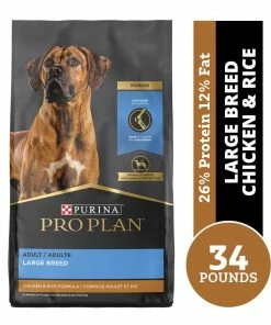 Purina Pro Plan Adult Large Breed Chicken & Rice Formula Dry Dog Food, 34 lb. Bag