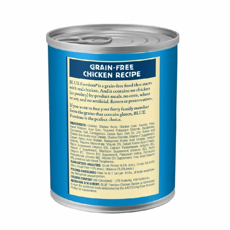 Blue Buffalo Freedom Adult Chicken Recipe Grain-Free Canned Dog Food 12.5 oz. - Wet Dog Food 4 Blue Buffalo Freedom Adult Chicken Recipe Grain-Free Canned Dog Food 12.5 oz. - Wet Dog Food - Image 2