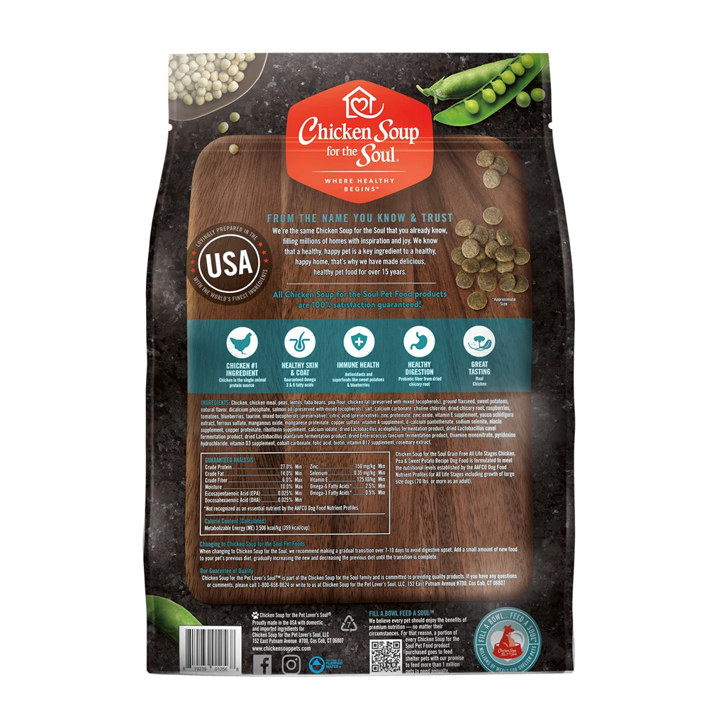 Chicken Soup for the Soul Grain Free - Chicken, Pea & Sweet Potato Recipe Dry Dog Food, 25 lb. Bag 4 Chicken Soup for the Soul Grain Free - Chicken, Pea & Sweet Potato Recipe Dry Dog Food, 25 lb. Bag - Image 2