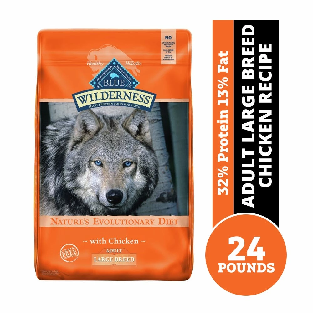Blue Buffalo Wilderness Large Breed Chicken Recipe Grain-Free Dry Dog Food, 24 lb. Bag 3 Blue Buffalo Wilderness Large Breed Chicken Recipe Grain-Free Dry Dog Food, 24 lb. Bag