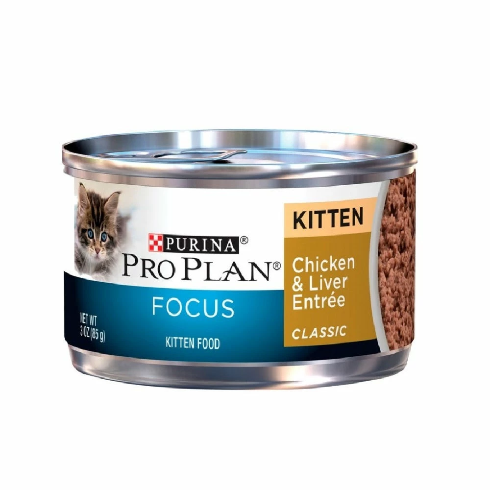 Purina Pro Plan FOCUS Chicken & Liver Entrée Wet Kitten Food, 3 oz. Can - Wet Cat Food 3 Purina Pro Plan FOCUS Chicken & Liver Entrée Wet Kitten Food, 3 oz. Can - Wet Cat Food