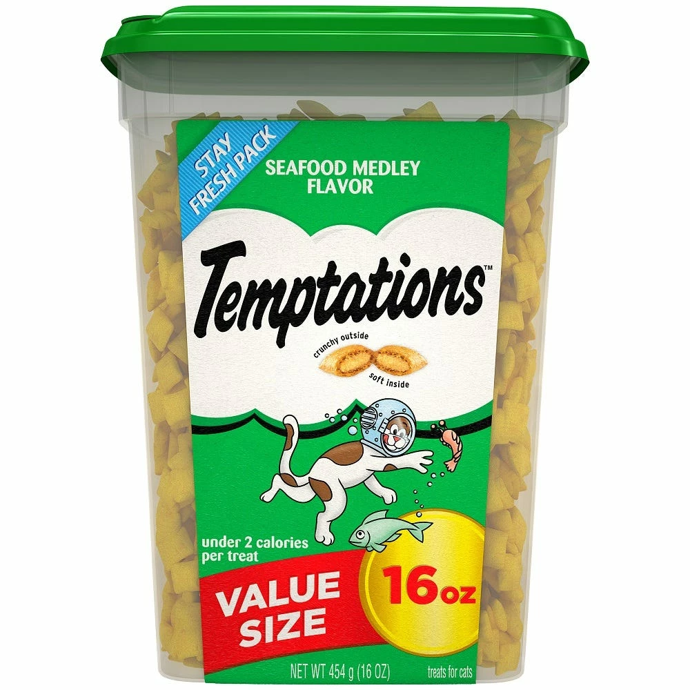 Temptations Seafood Medley Flavor Cat Treats, 16 oz. Tub 3 Temptations Seafood Medley Flavor Cat Treats, 16 oz. Tub