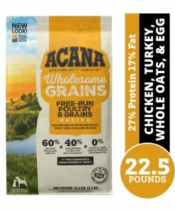 Acana Free-Run Poultry Recipe + Wholesome Grains Adult Dry Dog Food, 22.5 lb. Bag