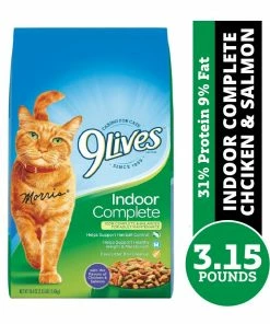 9Lives Indoor Complete Chicken & Salmon Flavor Adult Dry Cat Food, 3.15 lb. Bag