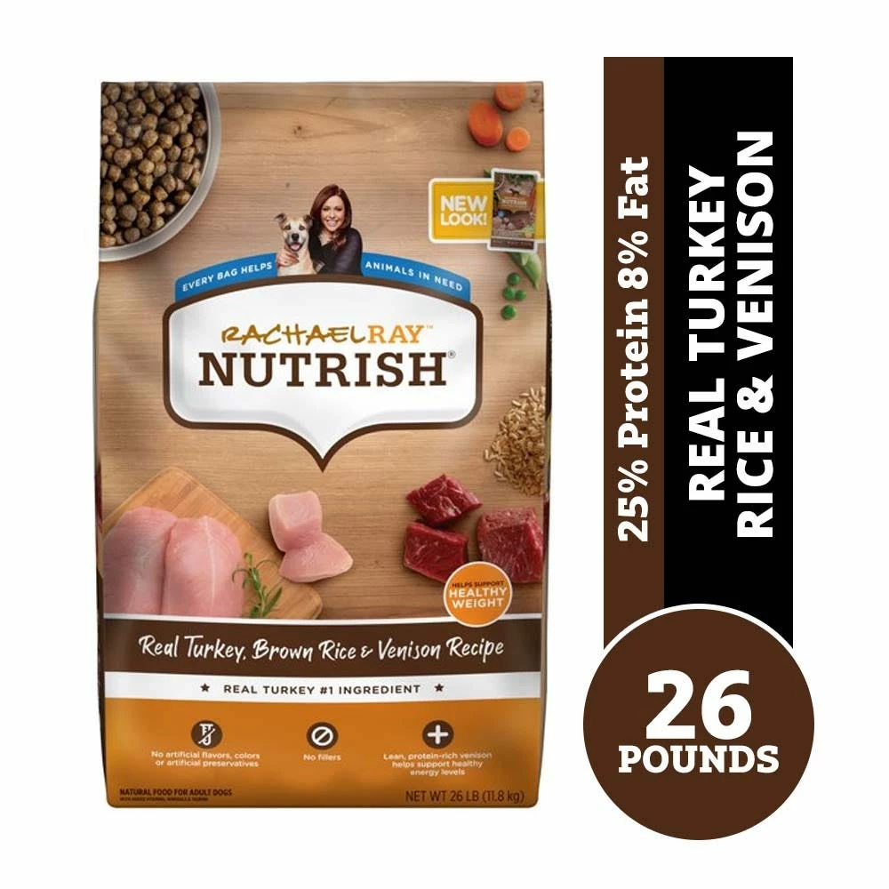 Rachael Ray Nutrish Real Turkey, Brown Rice & Venison Recipe Premium Dry Dog Food, 26 lb. Bag 3 Rachael Ray Nutrish Real Turkey, Brown Rice & Venison Recipe Premium Dry Dog Food, 26 lb. Bag