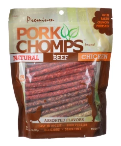 Premium Pork Chomps Munchy Sticks Dog Treats, 50 Count