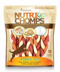 Nutri Chomps NutriChomps 6-inch Multi-Ply Assorted Flavor Braids, 10 Count Dog Chews - Dog Treats