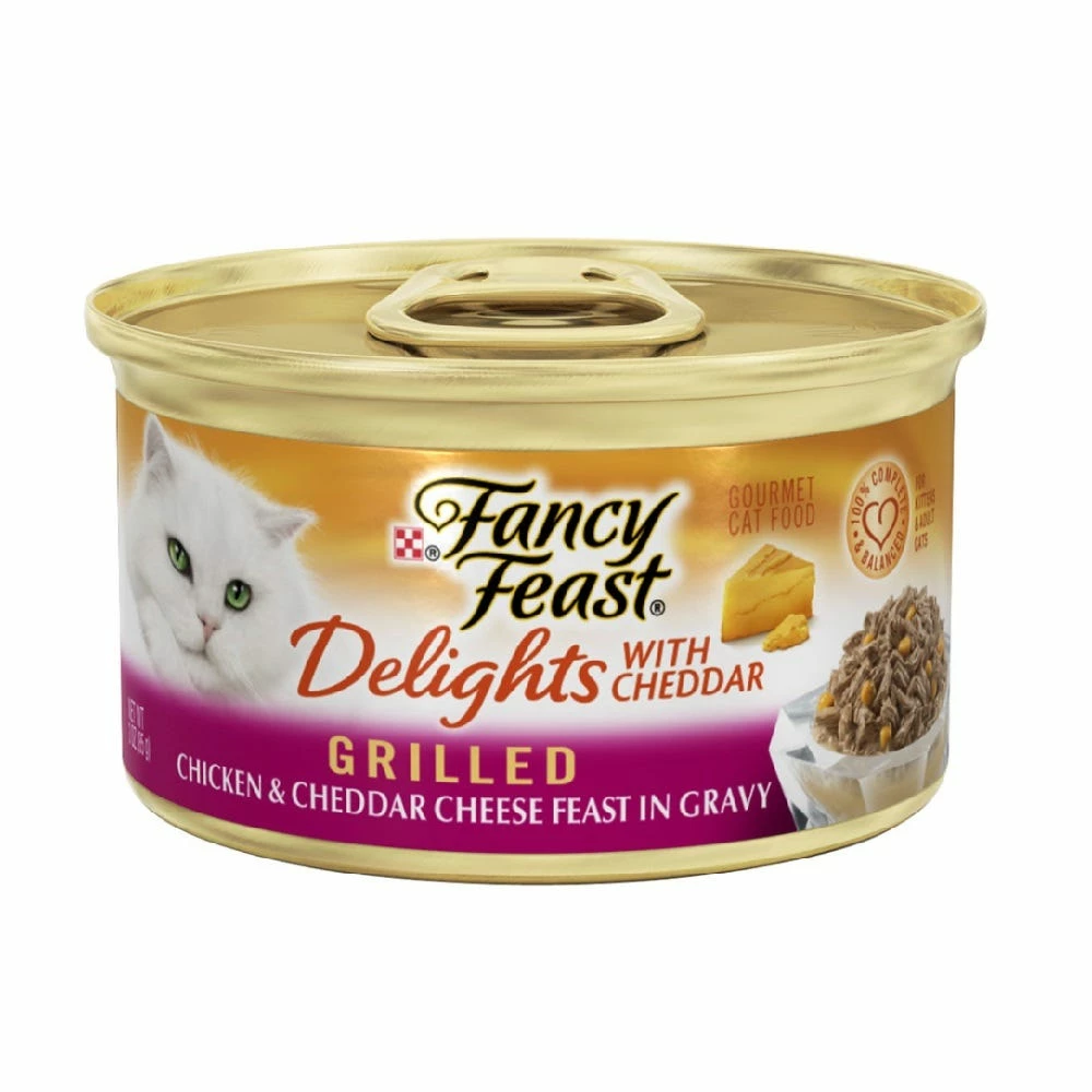 Purina Fancy Feast Delights with Cheddar Grilled Chicken & Cheddar Cheese Feast in Gravy Wet Cat Food, 3 oz. Can 3 Purina Fancy Feast Delights with Cheddar Grilled Chicken & Cheddar Cheese Feast in Gravy Wet Cat Food, 3 oz. Can