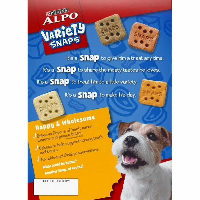 Purina Alpo Variety Snaps Little Bites With Beef, Bacon, Cheese & Peanut Butter Flavors Dog Treats, 32 oz. 8 Purina Alpo Variety Snaps Little Bites With Beef, Bacon, Cheese & Peanut Butter Flavors Dog Treats, 32 oz. - Image 6