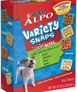 Purina ALPO Variety Snaps Little Bites Dog Treats with Beef Chicken Liver & Lamb Flavors Dog Treats, 32 oz. Box
