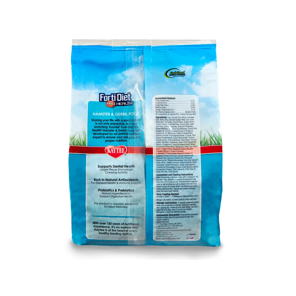 Kaytee Forti-Diet Pro Health Hamster & Gerbil Food, 5 lb. Bag - 100502074 - Small Animal Feed & Treats 4 Kaytee Forti-Diet Pro Health Hamster & Gerbil Food, 5 lb. Bag - 100502074 - Small Animal Feed & Treats - Image 2