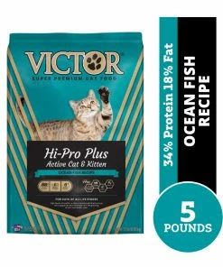 Victor Hi-Pro Plus Active Dry Cat & Kitten Food, Ocean Fish Recipe, 5 lb. Bag - Dry Cat Food