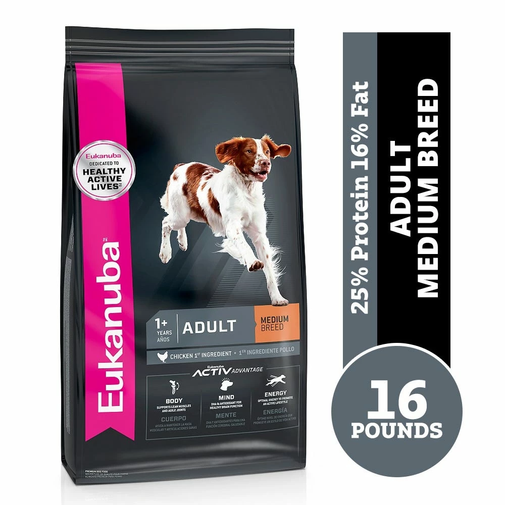 Eukanuba Adult Medium Breed Chicken Formula Dry Dog Food, 16 lb. Bag 3 Eukanuba Adult Medium Breed Chicken Formula Dry Dog Food, 16 lb. Bag