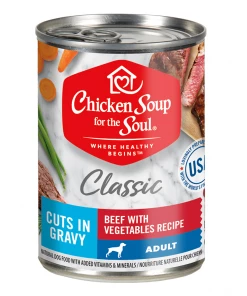 Chicken Soup for the Soul Classic Dog - Beef with Vegetables Cuts in Gravy Recipe Canned Wet Dog Food, 13 oz. Can