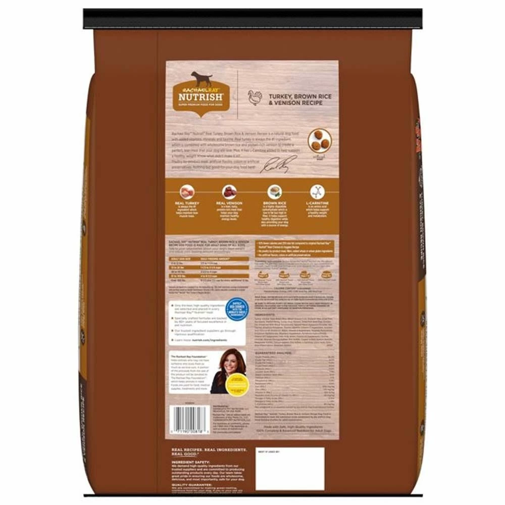 Rachael Ray Nutrish Real Turkey, Brown Rice & Venison Recipe Premium Dry Dog Food, 26 lb. Bag 6 Rachael Ray Nutrish Real Turkey, Brown Rice & Venison Recipe Premium Dry Dog Food, 26 lb. Bag - Image 4