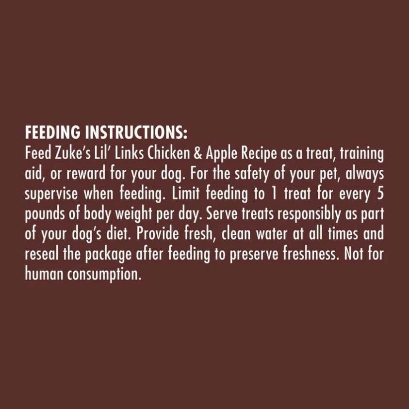 Zuke's Lil' Links Grain Free Dog Treats Chicken & Apple Recipe, 6 oz. Pouch - 134318 5 Zuke's Lil' Links Grain Free Dog Treats Chicken & Apple Recipe, 6 oz. Pouch - 134318 - Image 3