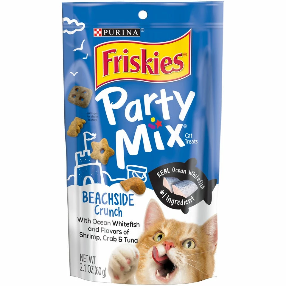 Purina Friskies Party Mix Beachside Crunch Adult Cat Treats, 2.1 oz. Pouch 3 Purina Friskies Party Mix Beachside Crunch Adult Cat Treats, 2.1 oz. Pouch