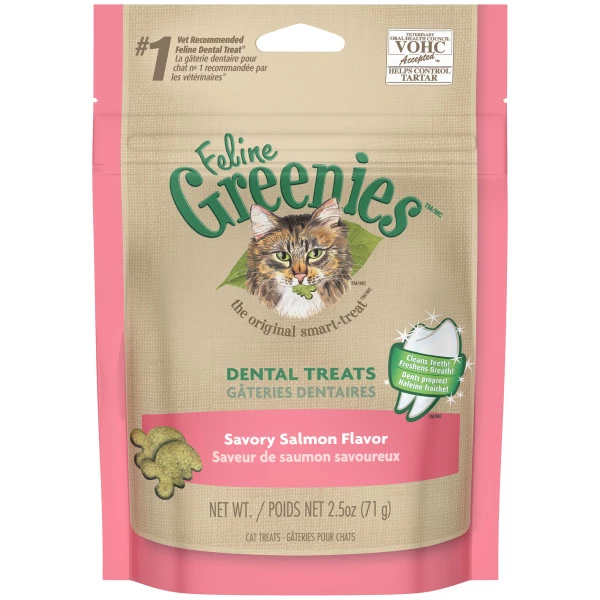 Feline Greenies Dental Treats for Cats Savory Salmon Flavor 2.5 oz. - Dog Treats 3 Feline Greenies Dental Treats for Cats Savory Salmon Flavor 2.5 oz. - Dog Treats