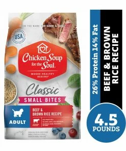 Chicken Soup for the Soul Small Bites Adult - Beef & Brown Rice Recipe Dry Dog Food, 4.5 lb. Bag