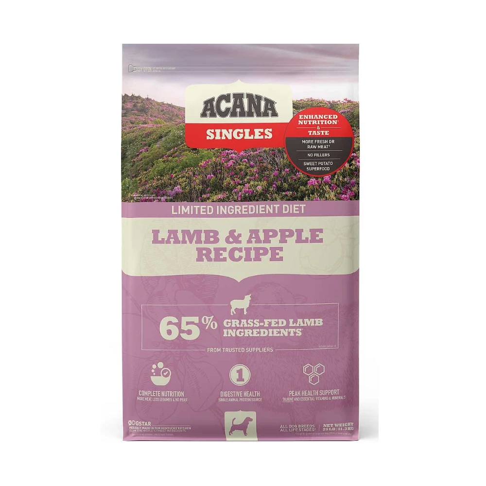 Acana Singles Limited Ingredient Diet Lamb & Apple Recipe Grain-Free Adult Dry Dog Food, 25 lb. Bag 3 Acana Singles Limited Ingredient Diet Lamb & Apple Recipe Grain-Free Adult Dry Dog Food, 25 lb. Bag