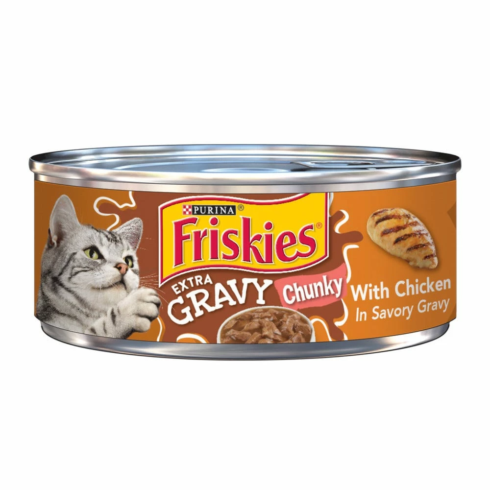 Purina Friskies Extra Gravy Chunky With Chicken in Savory Gravy Wet Cat Food, 5.5 oz. Can 3 Purina Friskies Extra Gravy Chunky With Chicken in Savory Gravy Wet Cat Food, 5.5 oz. Can