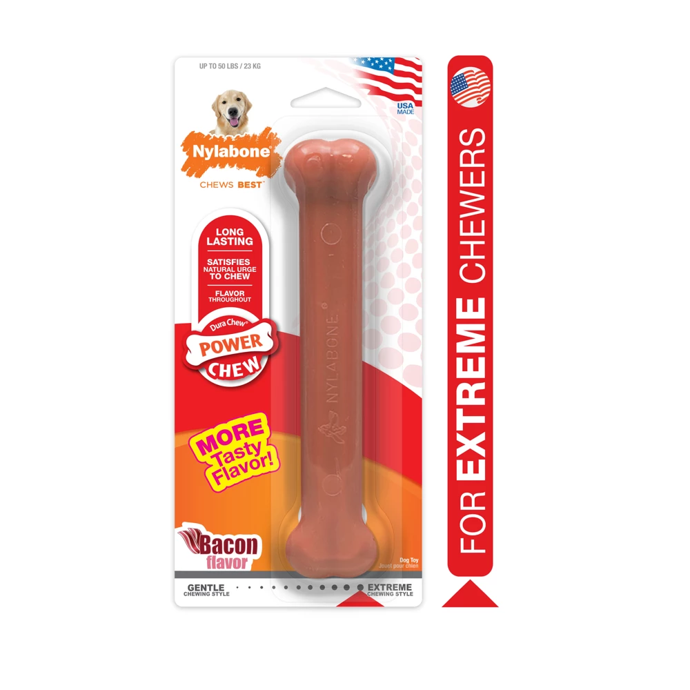 Nylabone Power Chew Flavored Durable Chew Toy for Dogs, Bacon, Large/Giant, 1 Count Bone - NB104P - Dog Toys 3 Nylabone Power Chew Flavored Durable Chew Toy for Dogs, Bacon, Large/Giant, 1 Count Bone - NB104P - Dog Toys