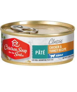 Chicken Soup for the Soul Adult Cat - Chicken & Turkey Pate Canned Wet Cat Food, 5.5 oz. Can