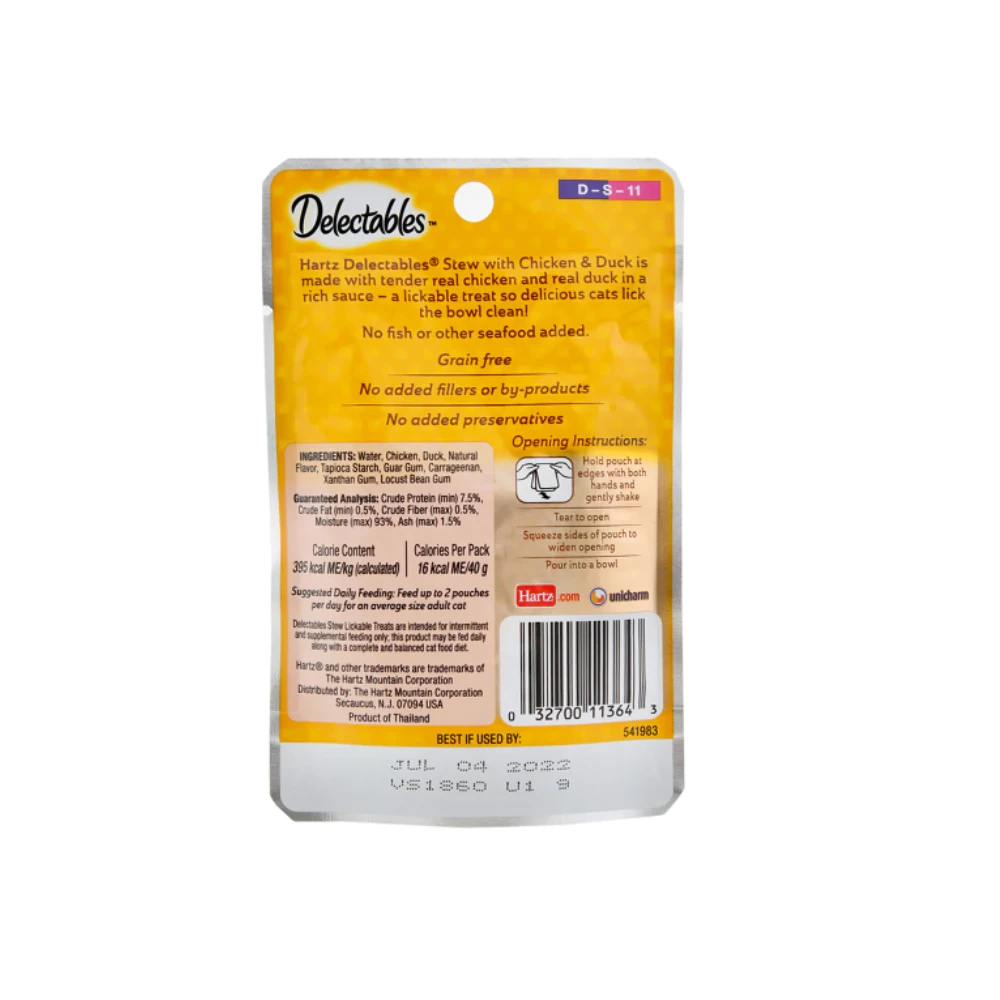 Hartz Delectables Cat Treat, Stew Chicken & Duck non-seafood, 1.4 oz. Pouch - Cat Treats 4 Hartz Delectables Cat Treat, Stew Chicken & Duck non-seafood, 1.4 oz. Pouch - Cat Treats - Image 2