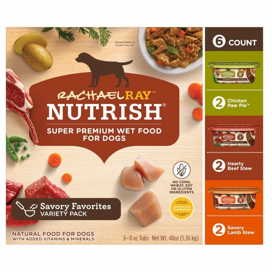 Rachael Ray Nutrish Natural Premium Wet Dog Food, Savory Favorites Variety Pack, 8oz. Tub (Pack Of 6) 3 Rachael Ray Nutrish Natural Premium Wet Dog Food, Savory Favorites Variety Pack, 8oz. Tub (Pack Of 6)