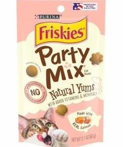 Purina Friskies Party Mix Naturals with Real Salmon Cat Treats, 2.1 oz. Pouch - Cat Litter