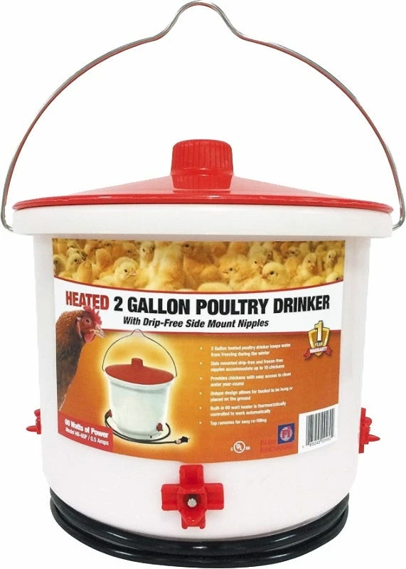 Farm Innovators Heated 2 Gallon Poultry Drinker HB-60P - Livestock Supplies 3 Farm Innovators Heated 2 Gallon Poultry Drinker HB-60P - Livestock Supplies