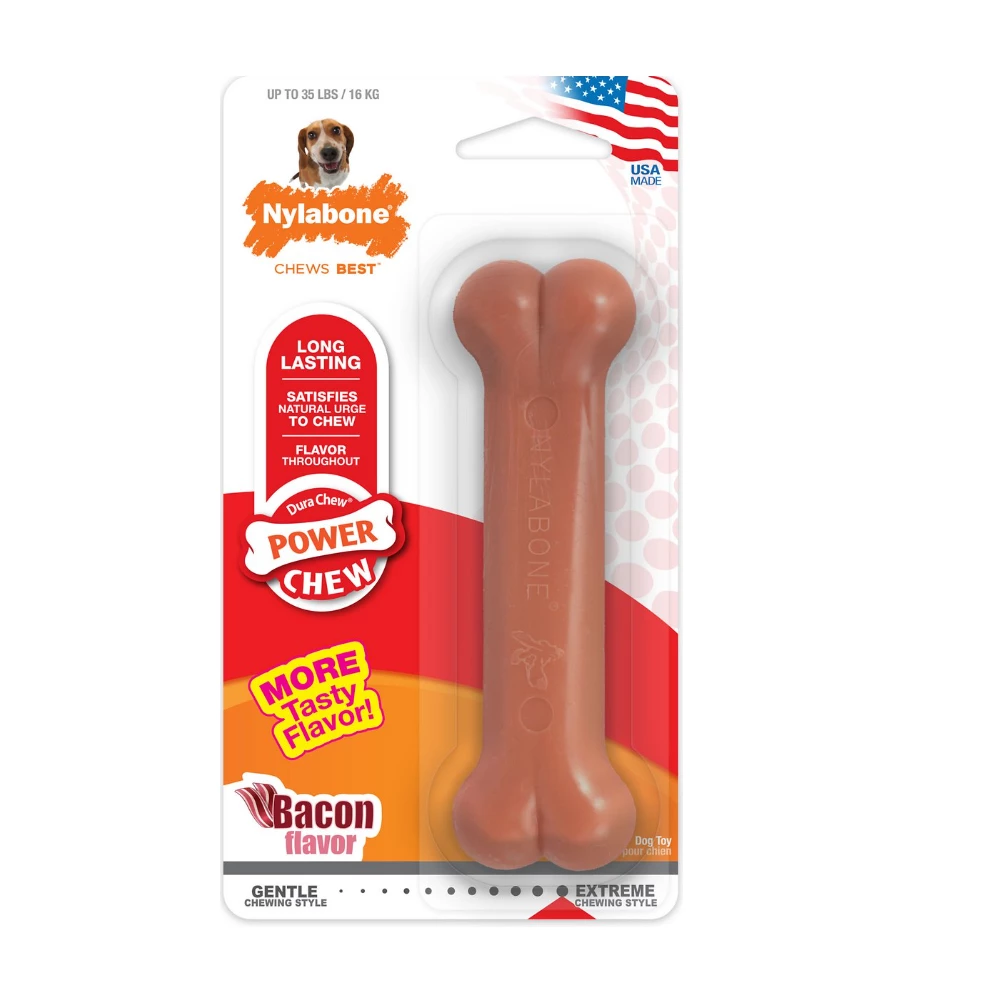 Nylabone Power Chew Durable Dog Chew Toy, Bacon Flavor, Wolf - NB103P - Dog Toys 3 Nylabone Power Chew Durable Dog Chew Toy, Bacon Flavor, Wolf - NB103P - Dog Toys