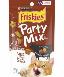 Purina Friskies Party Mix Wild West Crunch Adult Cat Treats, 2.1 oz. Pouch - Cat Litter