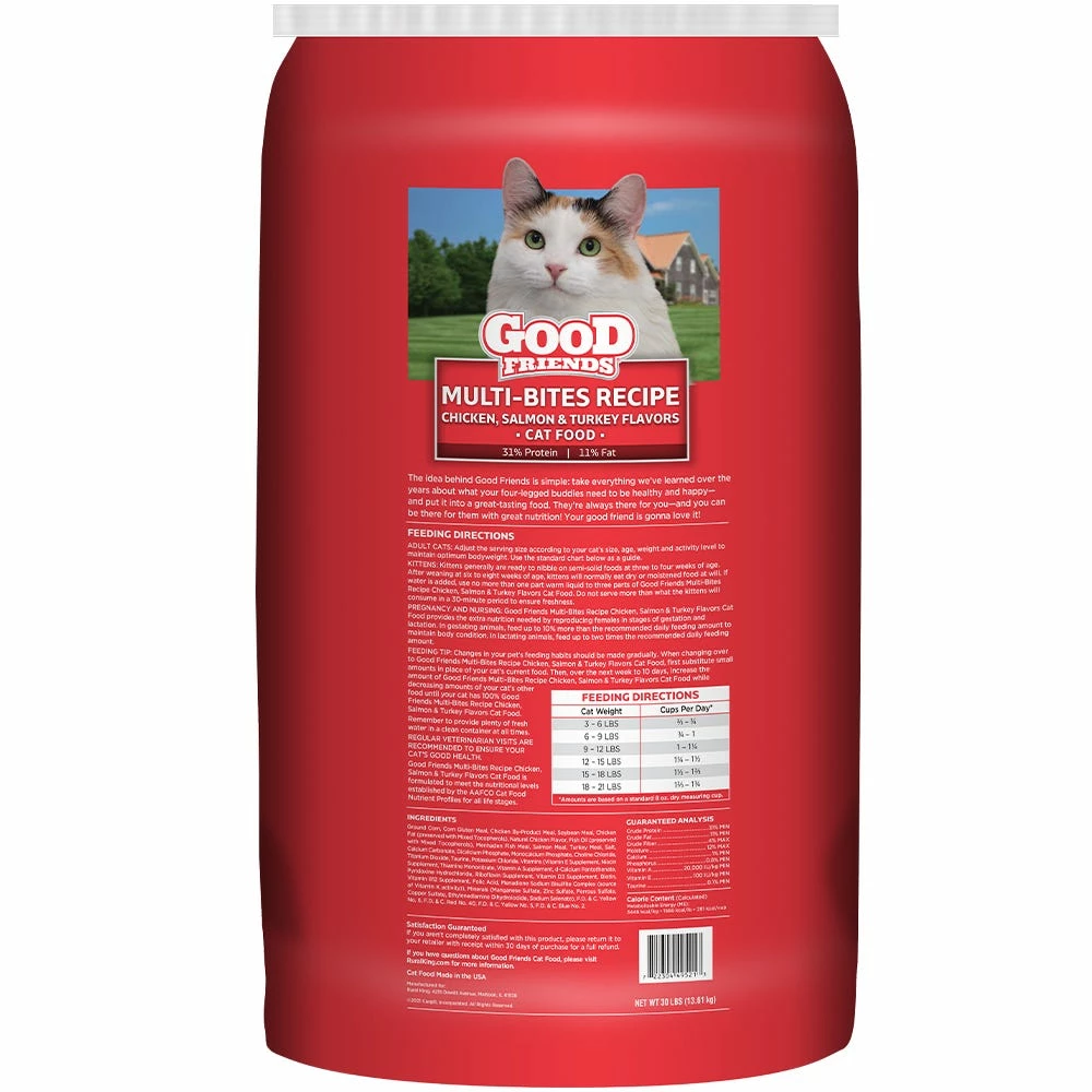 Good Friends Multi-Bites Recipe Chicken, Salmon & Turkey Flavor Dry Cat Food, 30 lb. Bag 4 Good Friends Multi-Bites Recipe Chicken, Salmon & Turkey Flavor Dry Cat Food, 30 lb. Bag - Image 2